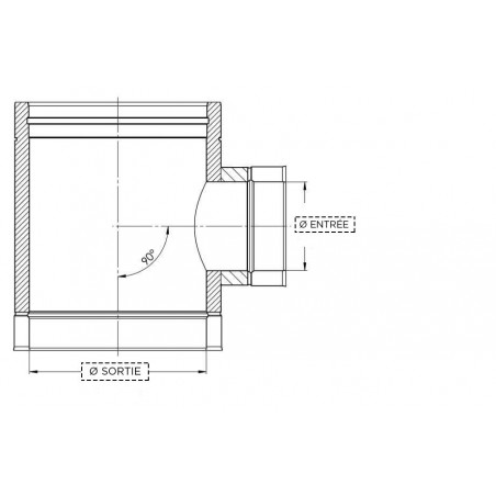 plan té 90 piquage réduit - conduit de fumée double paroi isolé plan té 90 piquage réduit - conduit de fumée double paroi isolé