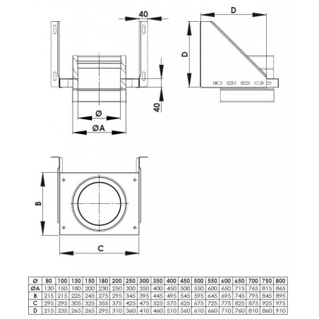 plan support mural ajustable - conduit de fumée double paroi isolé plan support mural ajustable - conduit de fumée double paroi isolé