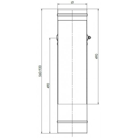plan élément droit reglable 560-920 mm - conduit de fumée simple paroi plan élément droit reglable 560-920 mm - conduit de fumée simple paroi