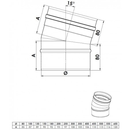 plan coude 15 - conduit de fumée simple paroi plan coude 15 - conduit de fumée simple paroi
