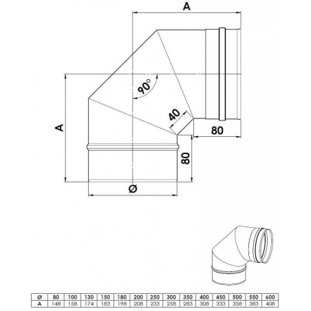 plan coude 90 - conduit de fumée simple paroi plan coude 90 - conduit de fumée simple paroi