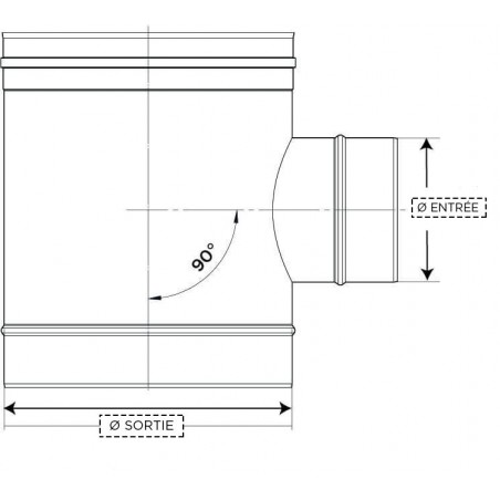plan té 90 piquage reduit - conduit de fumée simple paroi plan té 90 piquage reduit - conduit de fumée simple paroi