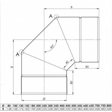 plan coude 90 - conduit de ventilation haute simple paroi plan coude 90 - conduit de ventilation haute simple paroi