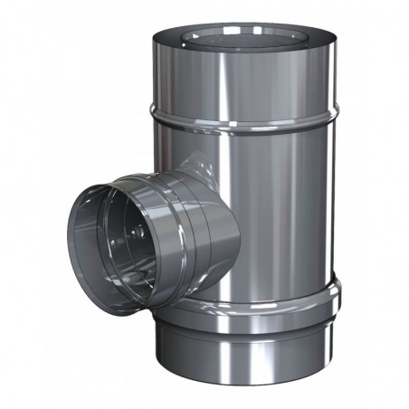 té 90 inox sortie de fumées piquage 100 mm femelle - conduit de fumée concentrique pour poêle à pellet té 90 inox sortie de fumées piquage 100 mm femelle - conduit de fumée concentrique pour poêle à pellet