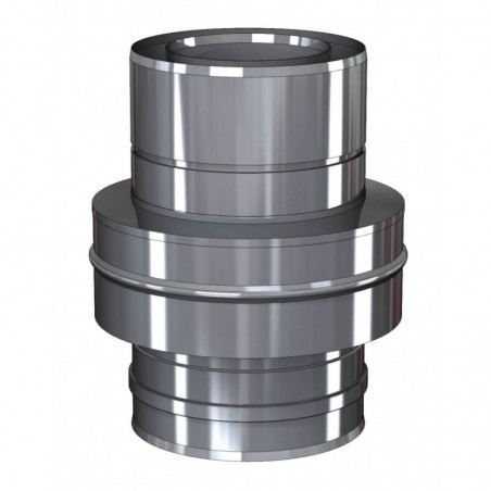 adaptateur inox Twin vers DW avec amenée d'air- conduit de fumée concentrique pour poêle à pellet adaptateur inox Twin vers DW avec amenée d'air- conduit de fumée concentrique pour poêle à pellet