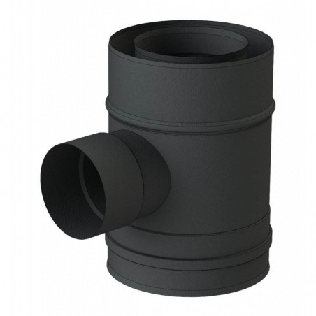 té 90 entrée d'air 60 mm mâle noir - conduit de fumée concentrique noir poêle à pellets té 90 entrée d'air 60 mm mâle noir - conduit de fumée concentrique noir poêle à pellets