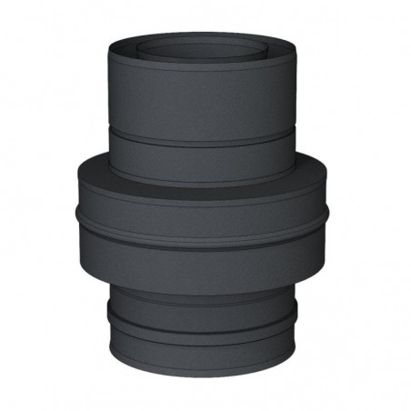 adaptateur TWIN vers DW noir - conduit de fumée concentrique noir poêle à pellets adaptateur TWIN vers DW noir - conduit de fumée concentrique noir poêle à pellets
