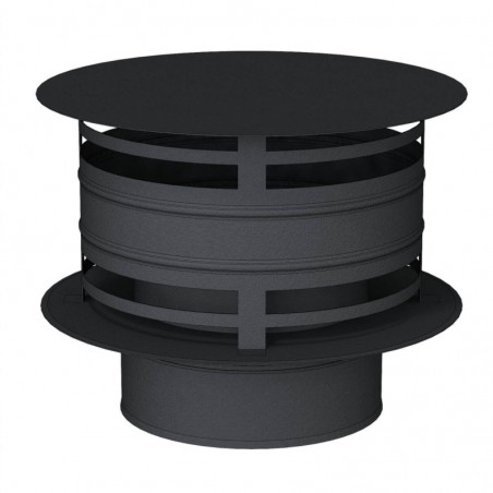 chapeau anti pluie avec protection vent noir - conduit de fumée double paroi isolé noir chapeau anti pluie avec protection vent noir - conduit de fumée double paroi isolé noir