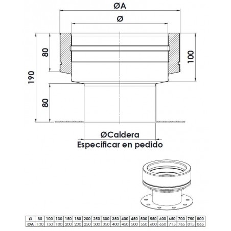 plan raccord bride vers DW - conduit de fumée double paroi isolé plan raccord bride vers DW - conduit de fumée double paroi isolé