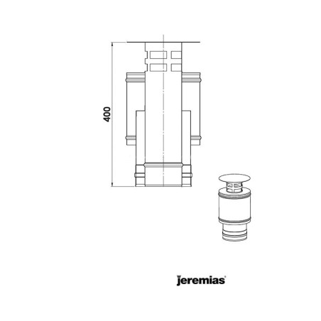 plan terminal vertical court - conduit de fumée concentrique pour foyer et poêle gaz