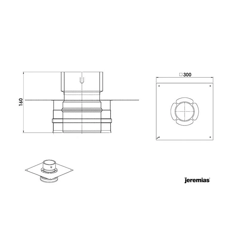 Plaque adaptateur TWIN-BIOMASS à EW-ECO double paroi concentrique