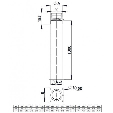 plan support autoportant réglable - conduit de fumée double paroi isolé plan support autoportant réglable - conduit de fumée double paroi isolé