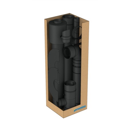 kit box Twin Biomass noir - conduit de fumée concentrique noir poêle à pellets