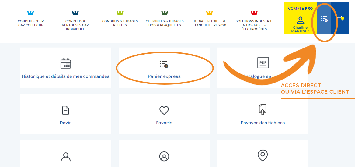 Espace client - Panier express